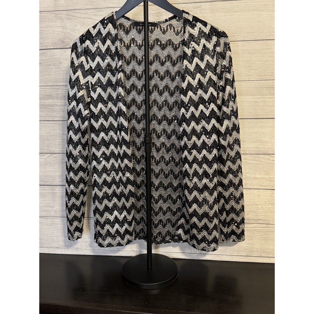 Women's Blu Sage Sparkly Open Cardigan – Black & Silver – Size M